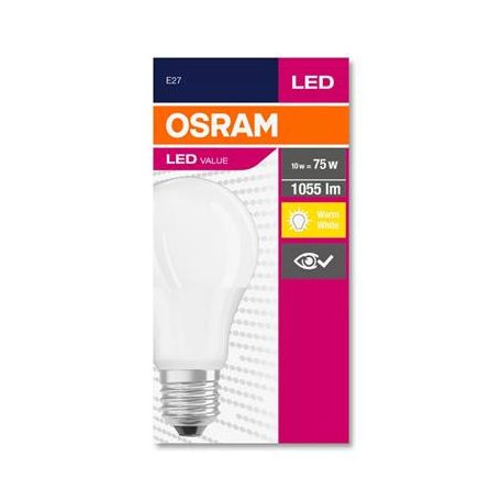 OSRAM LED izzó, E27, gömb, A60, 10W, 1055lm, 2700K (MF), OSRAM "Value"