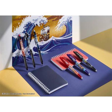 PILOT Rollertoll készlet, 0,35 mm, nyomógombos, PILOT "Frixion Ball"/"Frixion Ball Plus", 3különböző szín+One Piece matrica