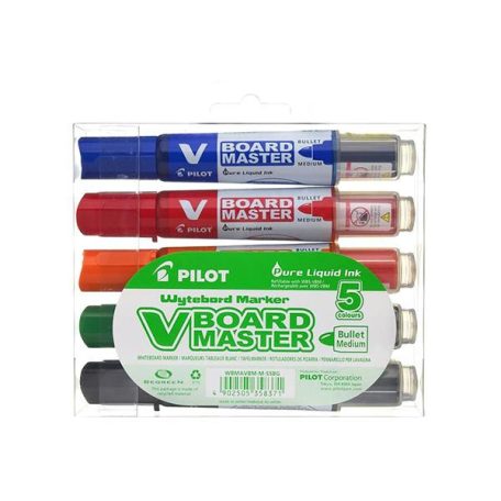 PILOT Táblamarker készlet, 2,3 mm, kúpos, PILOT "V-Board Master", 5 különböző szín