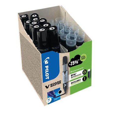 PILOT Táblamarker, 2,3 mm, kúpos, PILOT "V-Board Master, Bonus Pack", fekete + betét