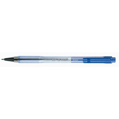PILOT Golyóstoll, 0,27 mm, nyomógombos, átlátszó tolltest, PILOT "BP-S Matic", kék