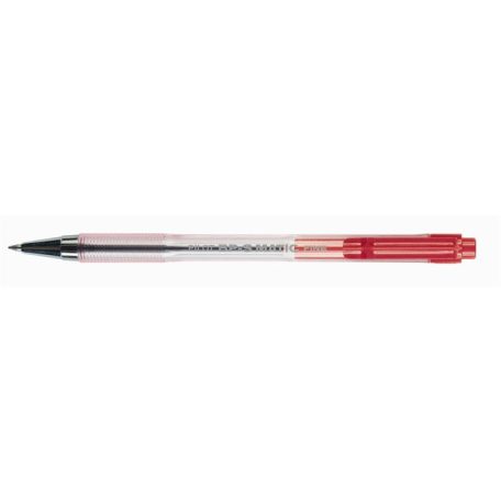 PILOT Golyóstoll, 0,27 mm, nyomógombos, átlátszó tolltest, PILOT "BP-S Matic", piros