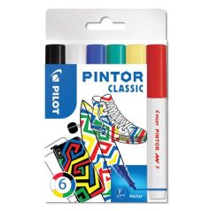   PILOT Dekormarker készlet, 1 mm, PILOT "Pintor F" 6 különböző klasszikus szín