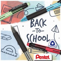   PENTEL Golyóstoll, 0,35 mm, nyomógombos, PENTEL "Kachiri BK457", piros