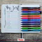PENTEL Zseléstoll, 0,35 mm, nyomógombos, PENTEL "EnerGelX BL107", fekete