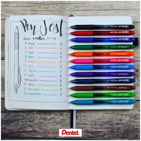 PENTEL Zseléstoll, 0,35 mm, nyomógombos, PENTEL "EnerGelX BL107", világoskék
