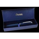 PENTEL Zseléstoll, 0,35 mm, rotációs, diplomatakék tolltest, PENTEL "EnerGel BL-2007" fekete, ajándék kék betéttel