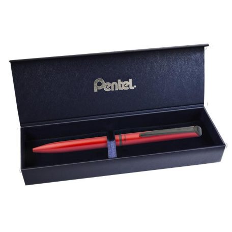 PENTEL Zseléstoll, 0,35 mm, rotációs, matt piros tolltest, PENTEL "EnerGel BL-2507" kék
