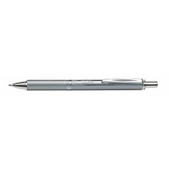  PENTEL Zseléstoll, 0,35 mm, nyomógombos, ezüst tolltest, PENTEL "EnerGel BL-407" fekete, ajándék kék tollbetéttel