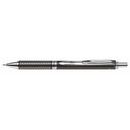 PENTEL Zseléstoll, 0,35 mm, nyomógombos, fekete tolltest, PENTEL "EnerGel BL-407" fekete, ajándék kék tollbetéttel