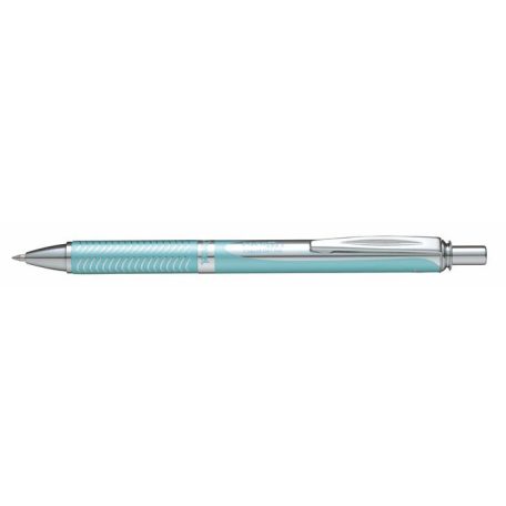 PENTEL Zseléstoll, 0,35 mm, nyomógombos, aquamarin tolltest, PENTEL "EnerGel BL-407" fekete, ajándék kék tollbetéttel