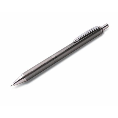 PENTEL Zseléstoll, 0,35 mm, nyomógombos, antracit tolltest, PENTEL "EnerGel BL-407" fekete, ajándék kék tollbetéttel