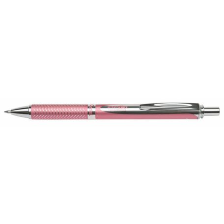 PENTEL Zseléstoll, 0,35 mm, nyomógombos, rózsaszín tolltest, PENTEL "EnerGel BL-407" fekete, ajándék kék tollbetéttel