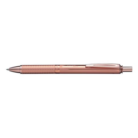 PENTEL Zseléstoll, 0,35 mm, nyomógombos, rosegold tolltest, PENTEL "EnerGel BL-407" fekete, ajándék kék tollbetéttel