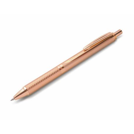 PENTEL Zseléstoll, 0,35 mm, nyomógombos, rosegold tolltest, PENTEL "EnerGel BL-407" fekete, ajándék kék tollbetéttel