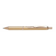   PENTEL Zseléstoll, 0,35 mm, nyomógombos, arany tolltest, PENTEL "EnerGel BL-407" fekete, ajándék kék tollbetéttel