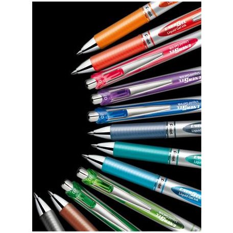 PENTEL Zseléstoll, 035 mm, nyomógombos, PENTEL "EnerGel BL77", narancs