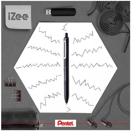 PENTEL Golyóstoll, 0,35 mm, nyomógombos, PENTEL "iZee", fekete