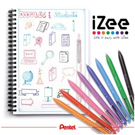 PENTEL Golyóstoll, 0,35 mm, nyomógombos, PENTEL "iZee", fekete