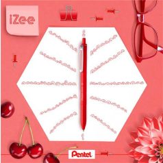   PENTEL Golyóstoll, 0,35 mm, nyomógombos, PENTEL "iZee", piros