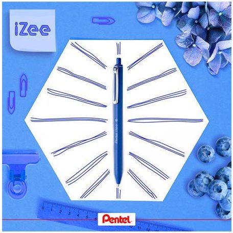 PENTEL Golyóstoll, 0,35 mm, nyomógombos, PENTEL "iZee", kék