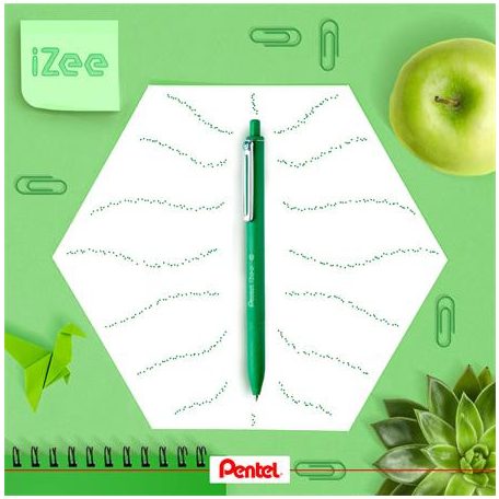 PENTEL Golyóstoll, 0,35 mm, nyomógombos, PENTEL "iZee", zöld