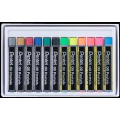   PENTEL Olajpasztell kréta, PENTEL, "Arts", 12 különböző fluoreszkáló és metál szín