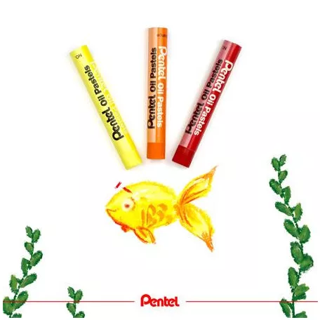 PENTEL Olajpasztell kréta, PENTEL, "Arts", 12 különböző fluoreszkáló és metál szín