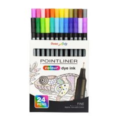   PENTEL Tűfilc készlet, 0,4 mm, PENTEL "Pointliner", 24 különböző szín