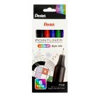 PENTEL Tűfilc készlet, 0,4 mm, PENTEL "Pointliner", 6 különböző szín