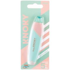   PENTEL Hibajavító roller, 5 mm x 6 m, utántölthető, PENTEL "Knoky", világoszöld-barack