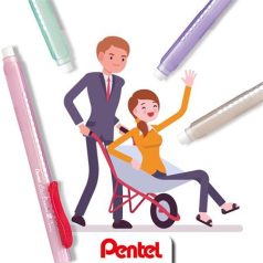  PENTEL Radírstift, tolóbetétes, PENTEL "ZE11-A", piros klip