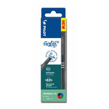 PILOT Rollertoll készlet, 0,35 mm, törölhető, nyomógombos, PILOT "Frixion Ball Plus", 4 különböző szín