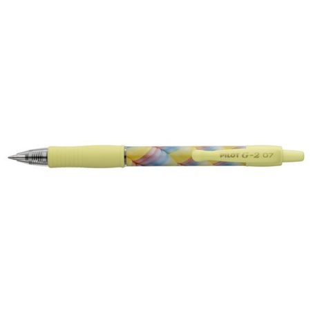 PILOT Zseléstoll, 0,32 mm, nyomógombos, sárga tolltest, PILOT "G-2 Flow", kék