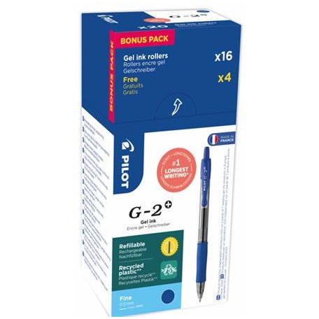 PILOT Zseléstoll, 0,32 mm, nyomógombos, PILOT "G-2", 20 db, kék