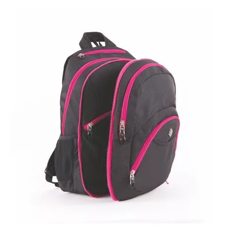 PULSE Hátizsák, 2in1, notebook tartóval és audió csatlakozóval, PULSE "Teens", pink-fekete