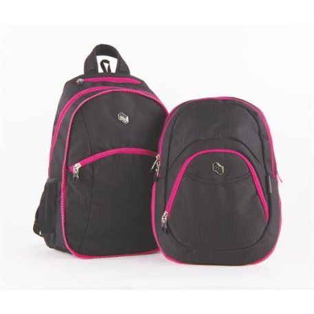 PULSE Hátizsák, 2in1, notebook tartóval és audió csatlakozóval, PULSE "Teens", pink-fekete