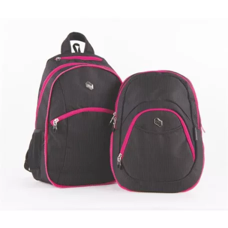 PULSE Hátizsák, 2in1, notebook tartóval és audió csatlakozóval, PULSE "Teens", pink-fekete