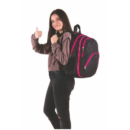 PULSE Hátizsák, 2in1, notebook tartóval és audió csatlakozóval, PULSE "Teens", pink-fekete