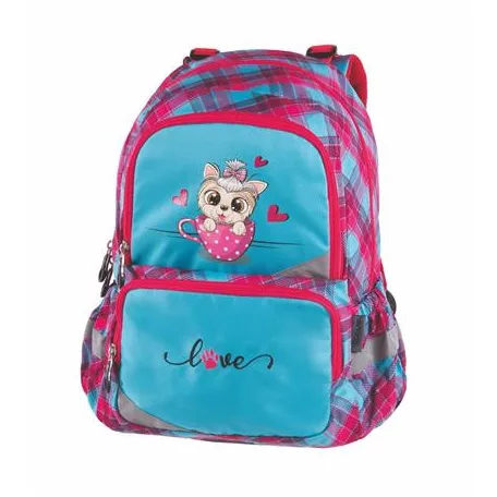 PULSE Hátizsák, anatómiai, PULSE "Anatomic Kitty Love", világoskék-rózsaszín