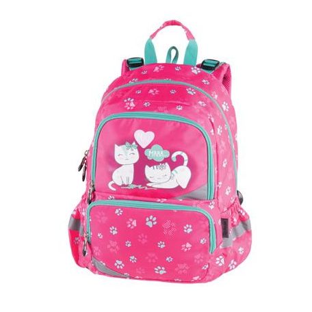 PULSE Hátizsák, anatómiai, PULSE "Anatomic Miu Mrrr", zöld-rózsaszín