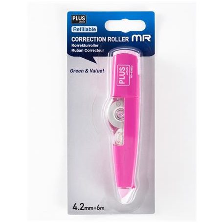 PLUS Hibajavító roller, 4,2mm x 6m, PLUS "MR", pink