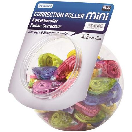 PLUS Hibajavító roller display, mini, 5 mm x 6 m, PLUS, vegyes színek