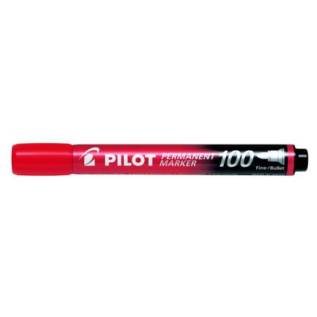 PILOT Alkoholos marker, 1 mm, kúpos, PILOT "Permanent Marker 100", piros