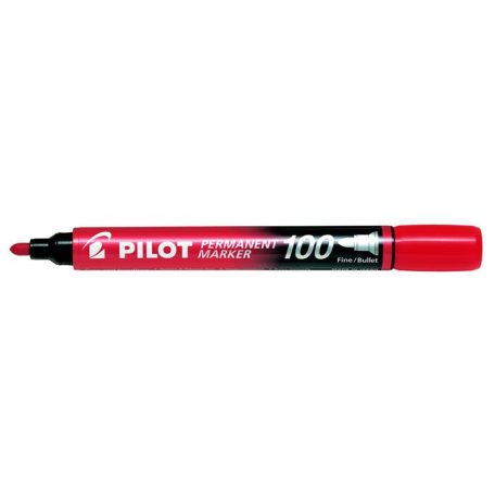 PILOT Alkoholos marker, 1 mm, kúpos, PILOT "Permanent Marker 100", piros