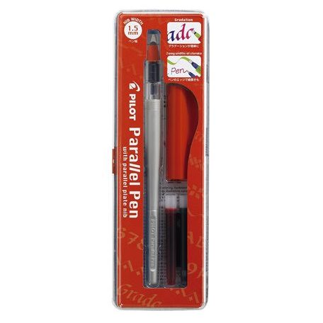 PILOT Töltőtoll, 0,1-1,5 mm, piros kupak, PILOT "Parallel Pen"