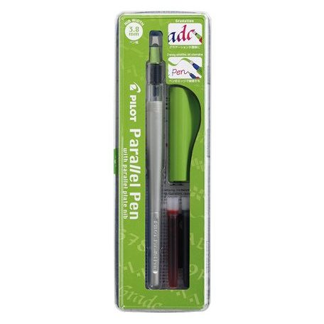 PILOT Töltőtoll, 0,5-3,8 mm, zöld kupak, PILOT "Parallel Pen"