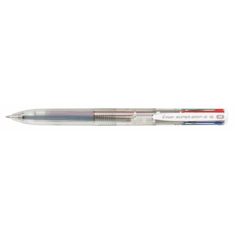 PILOT Golyóstoll, 0,27 mm, nyomógombos, áttetsző, PILOT "Super Grip G", négyszínű