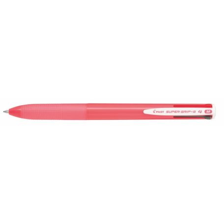 PILOT Golyóstoll, 0,27 mm, nyomógombos, rózsaszín tolltest, PILOT "Super Grip G", négyszínű