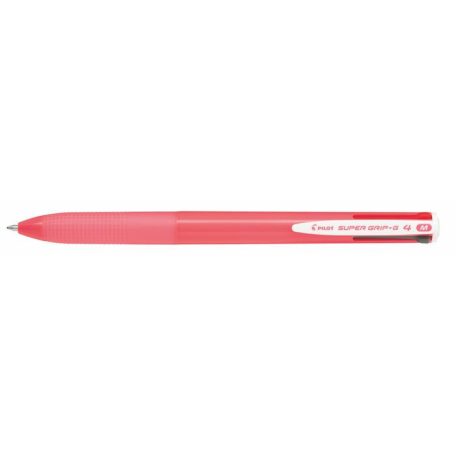 PILOT Golyóstoll, 0,27 mm, nyomógombos, rózsaszín tolltest, PILOT "Super Grip G", négyszínű